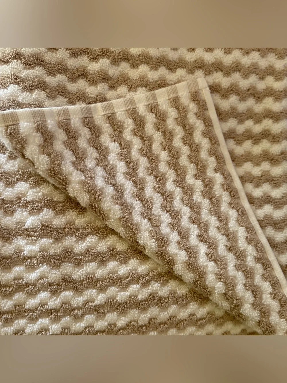 4 pc BROOKS BROTHERS Tan White THICK PLUSH Bath Hand Tip TURKISH Towel Set New